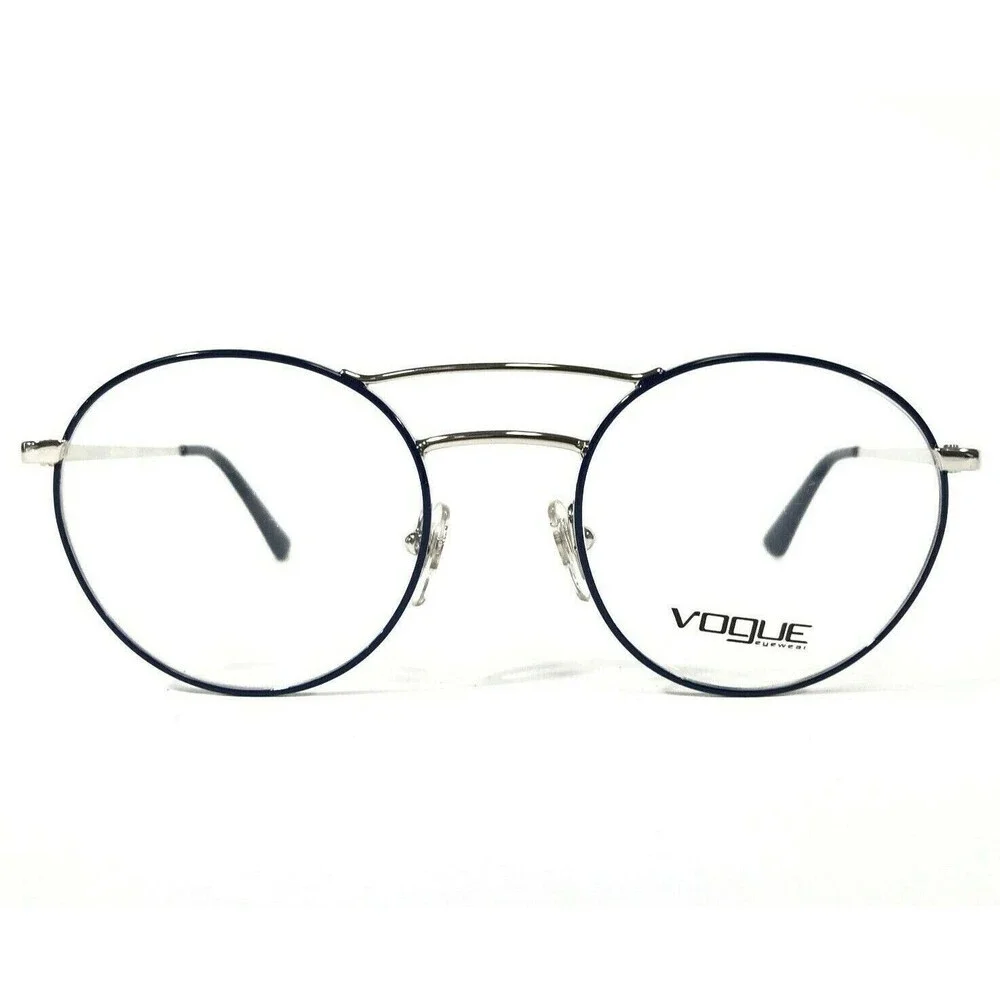 Vogue Eyeglasses Frames VO4059 5059 Blue Silver Round Full Wire Rim 48-19-135